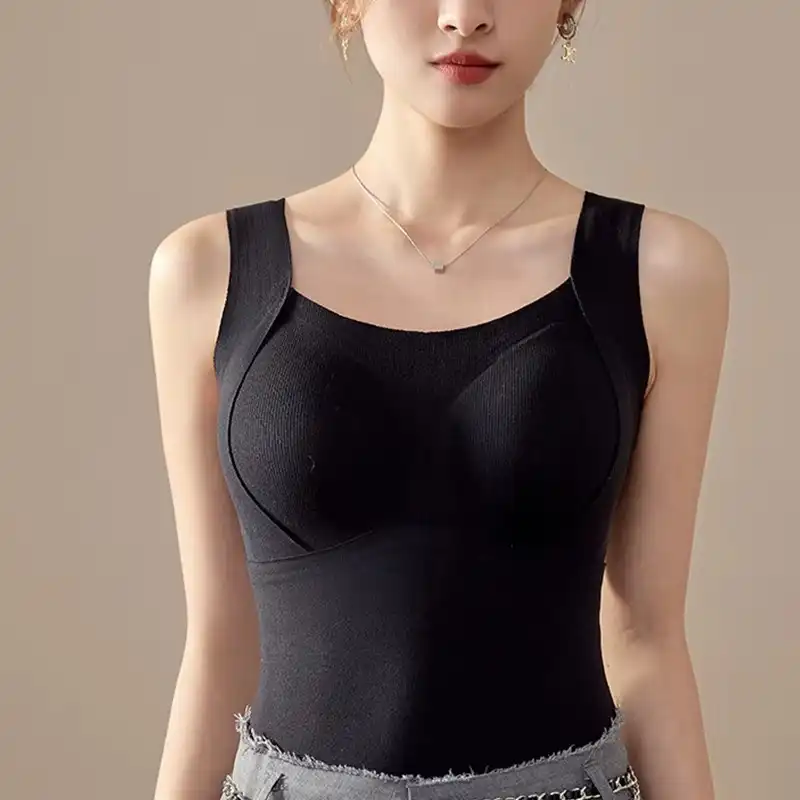 Sheer Mesh V-Neck Tank with Built-In Bra